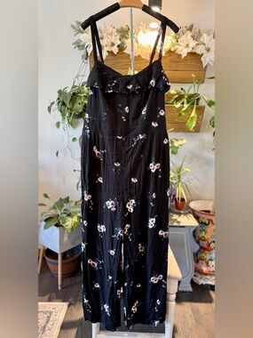 Torrid Black Floral Wide-Leg Jumpsuit with Pockets Size 2